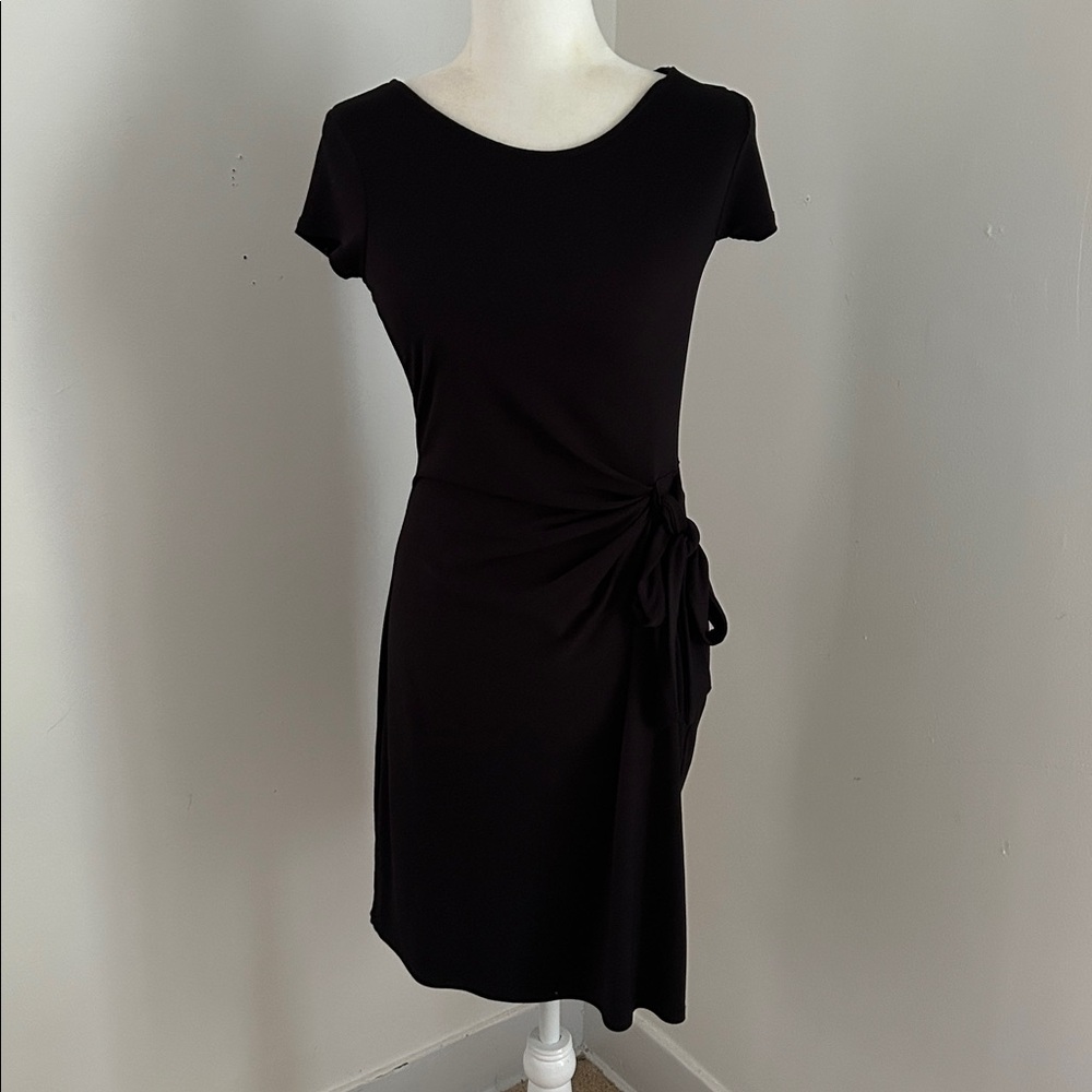 Leota Short Sleeved Poly Knit Black Dress sz XS-M